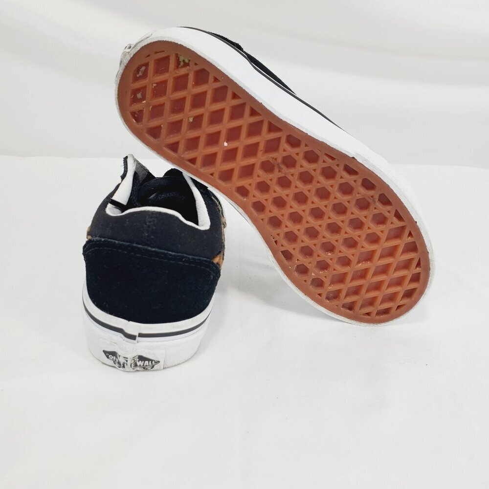 Vans Off The Wall Girls Black Sneaker Shoes Skater Leopard Lace Up Size 11 - Picture 8 of 10